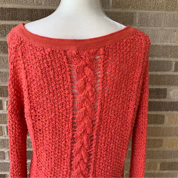 Free People Orange Crochet Sweater Size Small - Picture 2 of 13